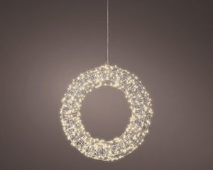 Couronne ext microled 500l blanc chaud d38cm câble argent 5m