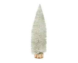 Mini sapin intérieur bois brush d15/h53cm blanc/nacre