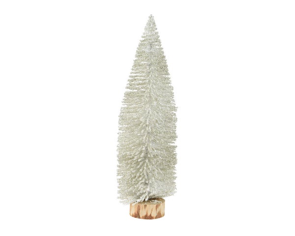 Mini sapin intérieur bois brush d15/h53cm blanc/nacre