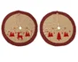 Jupe de sapin de Noël  lpolyester rouge/coul brode cerfs/sapins d90cm