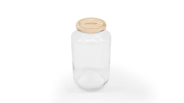 Bocal à vrac vis 3l diam.110, couvercle imitation bois, Le Pratique