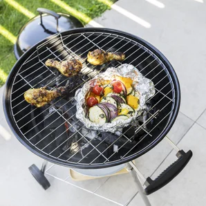Barbecue charbon de bois 1px avec couvercle, noir