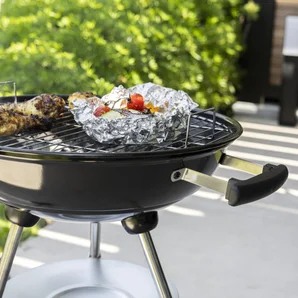 Barbecue charbon de bois 1px avec couvercle, noir