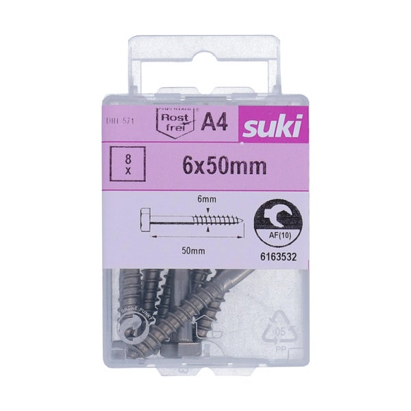 Tirefond 6x50 inox A4 lot de 8 pieces