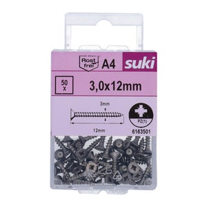 Vis agglo tete fraisee pozidriv 3x12 inox A4 lot de 50 pieces