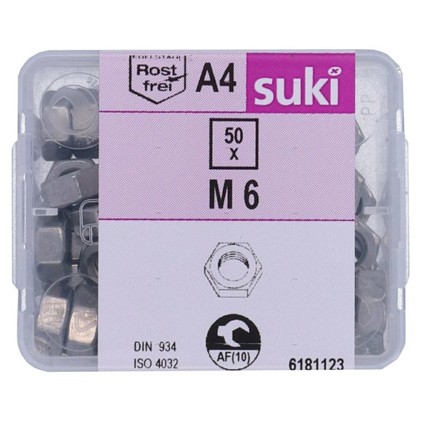 Ecrou 6 pans diametre 6mm inox A4 lot de 50 pieces