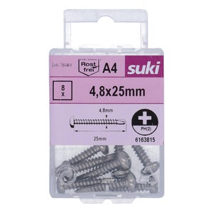 Vis tole tete ronde 4,8x25 inox A4 lot de 8 pieces