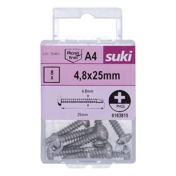 Vis tole tete ronde 4,8x25 inox A4 lot de 8 pieces