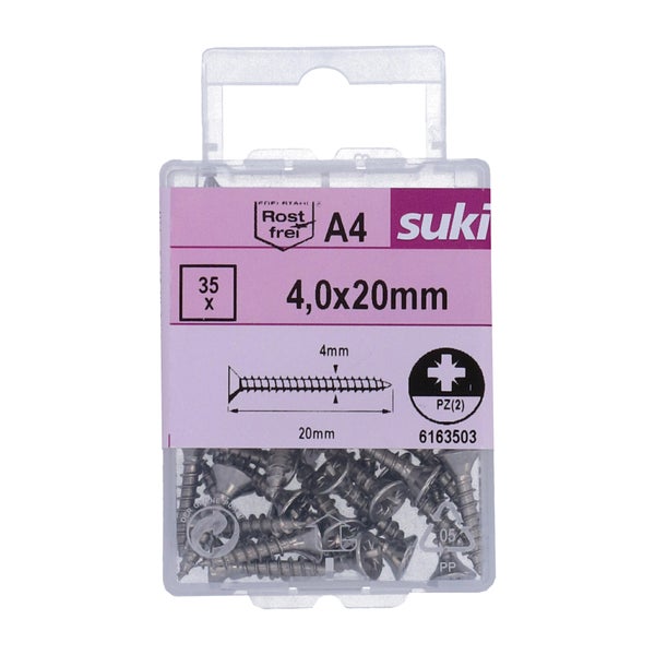 Vis agglo tete fraisee pozidriv 4x20 inox A4 lot de 35 pieces