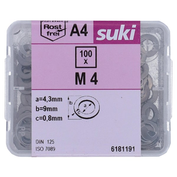 Rondelle etroite diametre 4mm inox A4 lot de 100 pieces