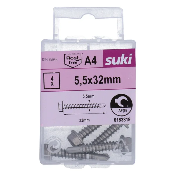 Vis tole tete hexagonale 5,5x32 inox A4 lot de 4 pieces