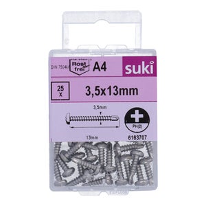 Vis tole tete ronde 3,5x13 inox A4 lot de 25 pieces
