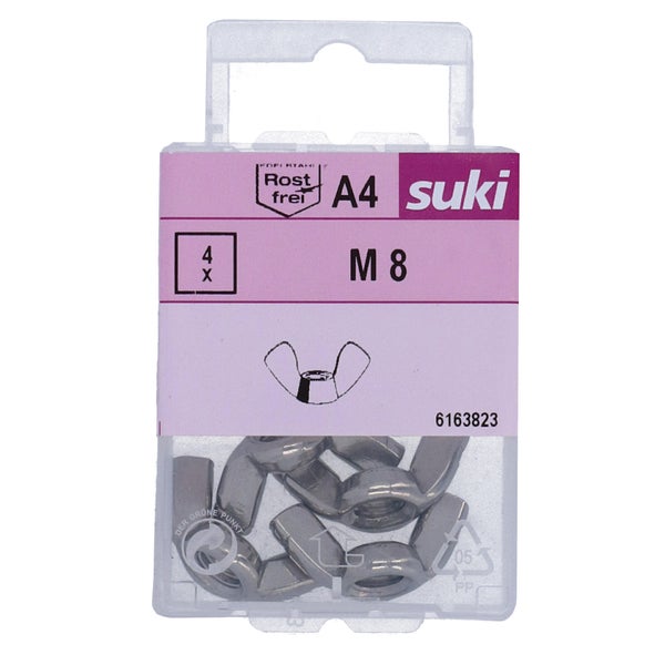 Ecrou a oreilles diametre 8mm inox A4 lot de 4 pieces
