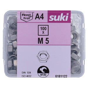 Ecrou 6 pans diametre 5mm inox A4 lot de 100 pieces