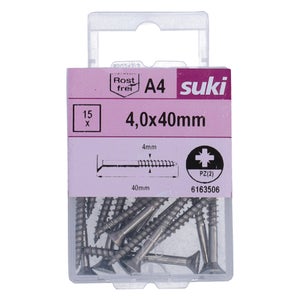 Vis agglo tete fraisee pozidriv 4x40 inox A4 lot de 15 pieces