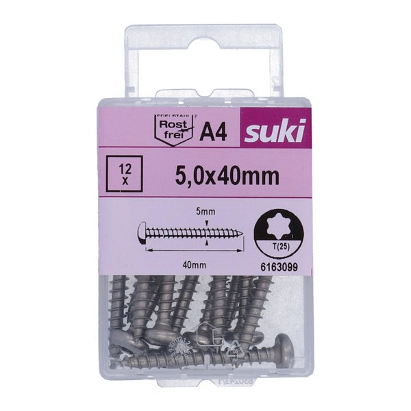Vis agglo tete ronde pozidriv 5x40 inox A4 lot de 12 pieces
