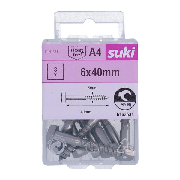 Tirefond 6x40 inox A4 lot de 8 pieces