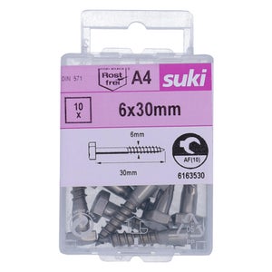 Tirefond 6x30 inox A4 lot de 10 pieces