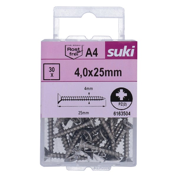 Vis agglo tete fraisee pozidriv 4x25 inox A4 lot de 30 pieces