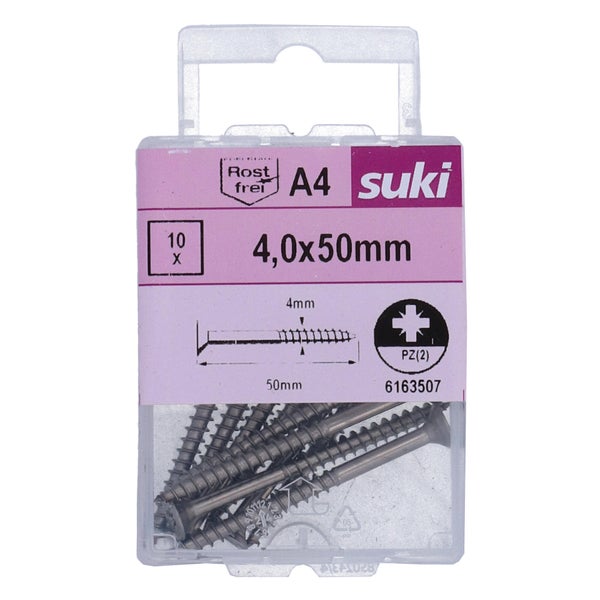 Vis agglo tete fraisee pozidriv 4x50 inox A4 lot de 10 pieces