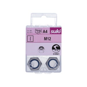 Ecrou indesserable diametre 12mm inox A4 lot de 2 pieces