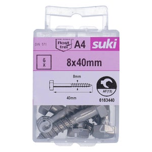 Tirefond 8x40 inox A4 lot de 6 pieces