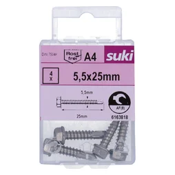 Vis tole tete hexagonale 5,5x25 inox A4 lot de 4 pieces