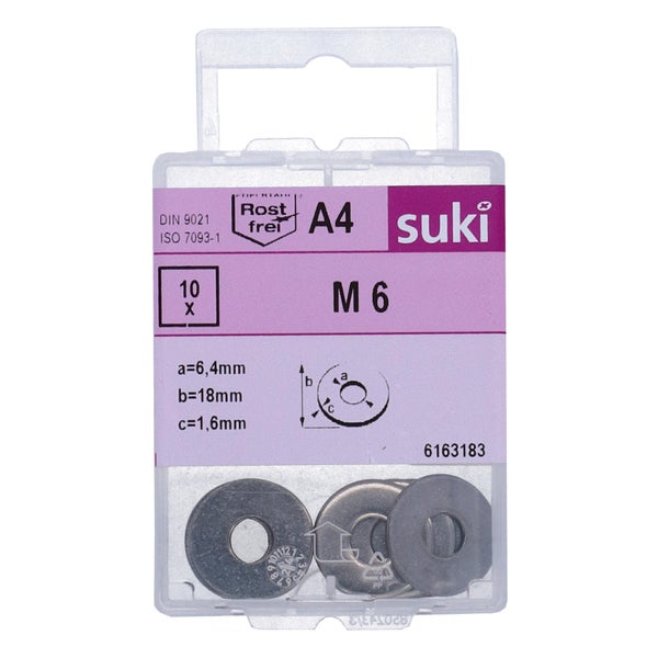 Rondelle large diametre 6mm inox A4 lot de 10 pieces