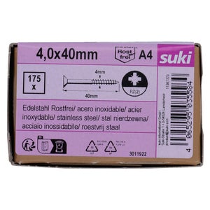 Vis agglo tete fraisee pozidriv 4x40 inox A4 lot de 175 pieces