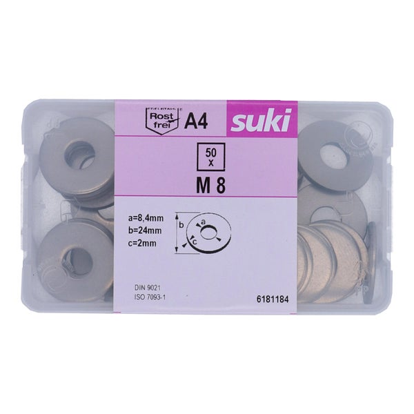 Rondelle large diametre 8mm inox A4 lot de 50 pieces