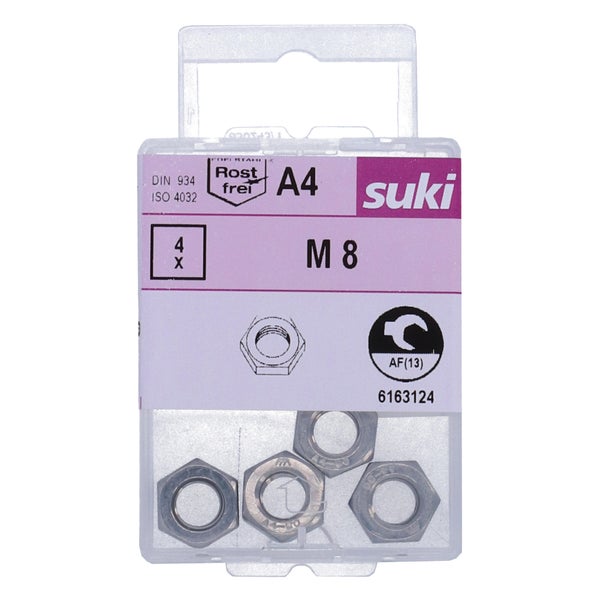 Ecrou 6 pans diametre 8mm inox A4 lot de 4 pieces