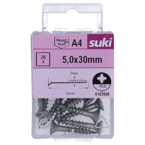 Vis agglo tete fraisee pozidriv 5x30 inox A4 lot de 20 pieces