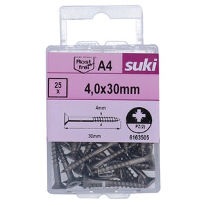 Vis agglo tete fraisee pozidriv 4x30 inox A4 lot de 25 pieces