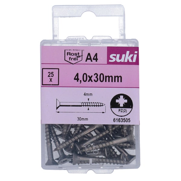 Vis agglo tete fraisee pozidriv 4x30 inox A4 lot de 25 pieces