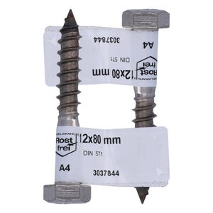Tirefond 12x80mm inox A4 piece