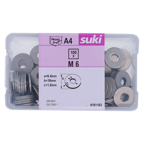 Rondelle large diametre 6mm inox A4 lot de 100 pieces