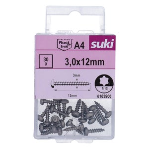 Vis agglo tete ronde pozidriv 3x12 inox A4 lot de 30 pieces