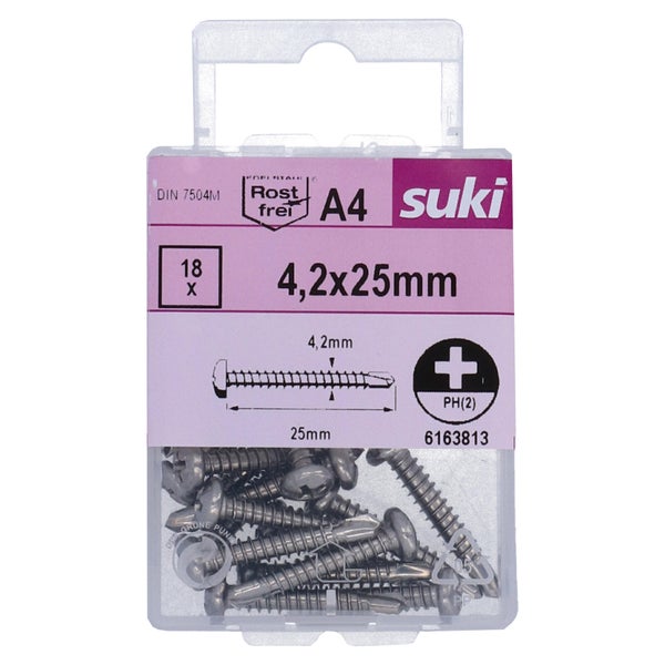 Vis tole tete ronde 4,2x25 inox A4 lot de 18 pieces