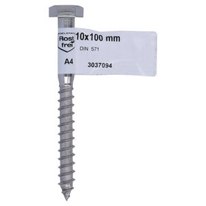 Tirefond 10x100mm inox A4 piece