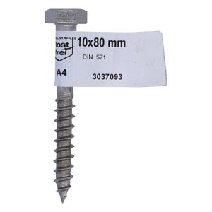 Tirefond 10x80mm inox A4 piece