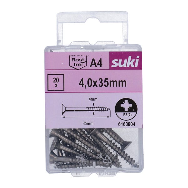 Vis agglo tete fraisee pozidriv 4x35 inox A4 lot de 20 pieces