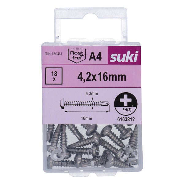 Vis tole tete ronde 4,2x16 inox A4 lot de 18 pieces