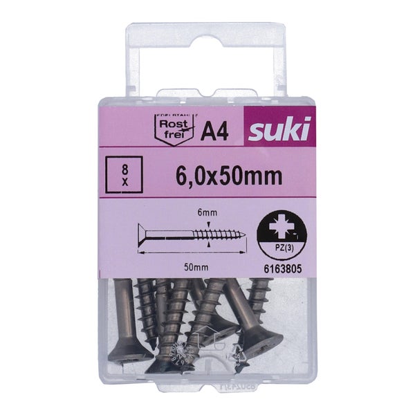 Vis agglo tete fraisee pozidriv 6x50 inox A4 lot de 8 pieces