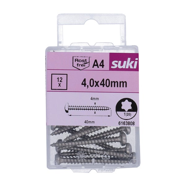 Vis agglo tete ronde pozidriv 4x40 inox A4 lot de 12 pieces