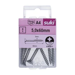Vis agglo tete fraisee pozidriv 5x60 inox A4 lot de 8 pieces