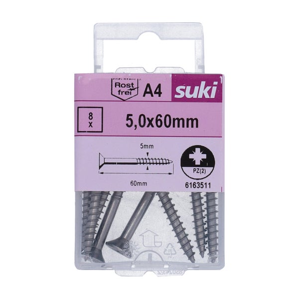 Vis agglo tete fraisee pozidriv 5x60 inox A4 lot de 8 pieces