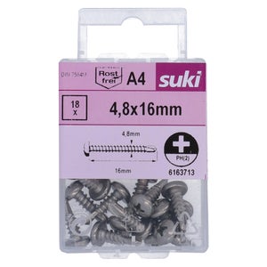 Vis tole tete ronde 4,8x16 inox A4 lot de 18 pieces