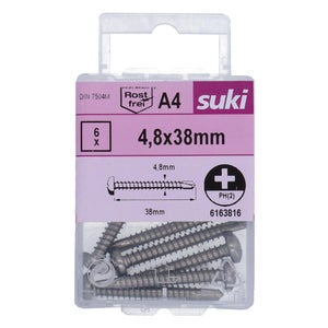 Vis tole tete ronde 4,8x38 inox A4 lot de 6 pieces