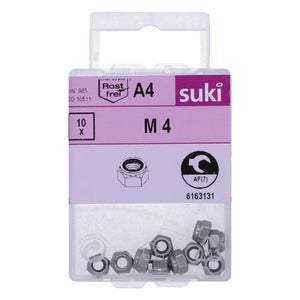 Ecrou indesserable diametre 4mm inox A4 lot de 10 pieces