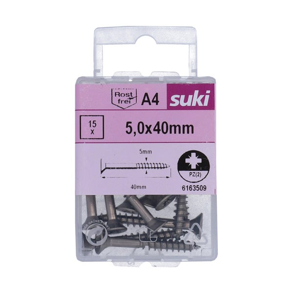 Vis agglo tete fraisee pozidriv 5x40 inox A4 lot de 15 pieces
